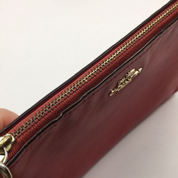 Coach Leather Large Wristlet Dark Pink Makeup Cosmetics Bag - Picture 11 of 16